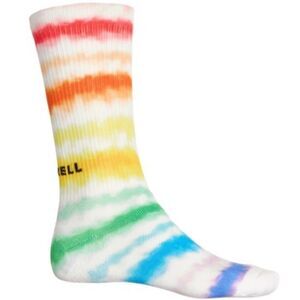 Merrill M/L Men’s White Multi Moc Cloud Rainbow Tie Dye Print Crew Hiking Socks
